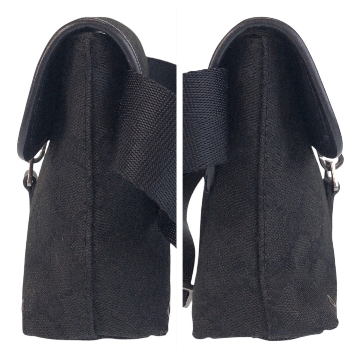 15300
GUCCI グッチ ブラック 黒 シルバー金具 GGキャンバス 92543 ボディバッグ バムバッグ  レディース ABP25