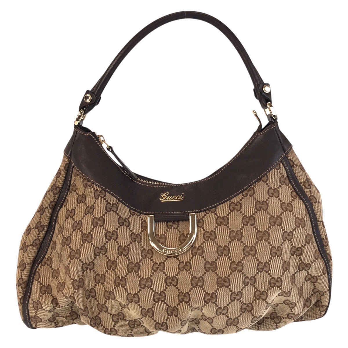 15301
GUCCI グッチ アビー ベージュ ブラウン ゴールド金具 GGキャンバス / レザー 189833 ショルダーバッグ  レディース