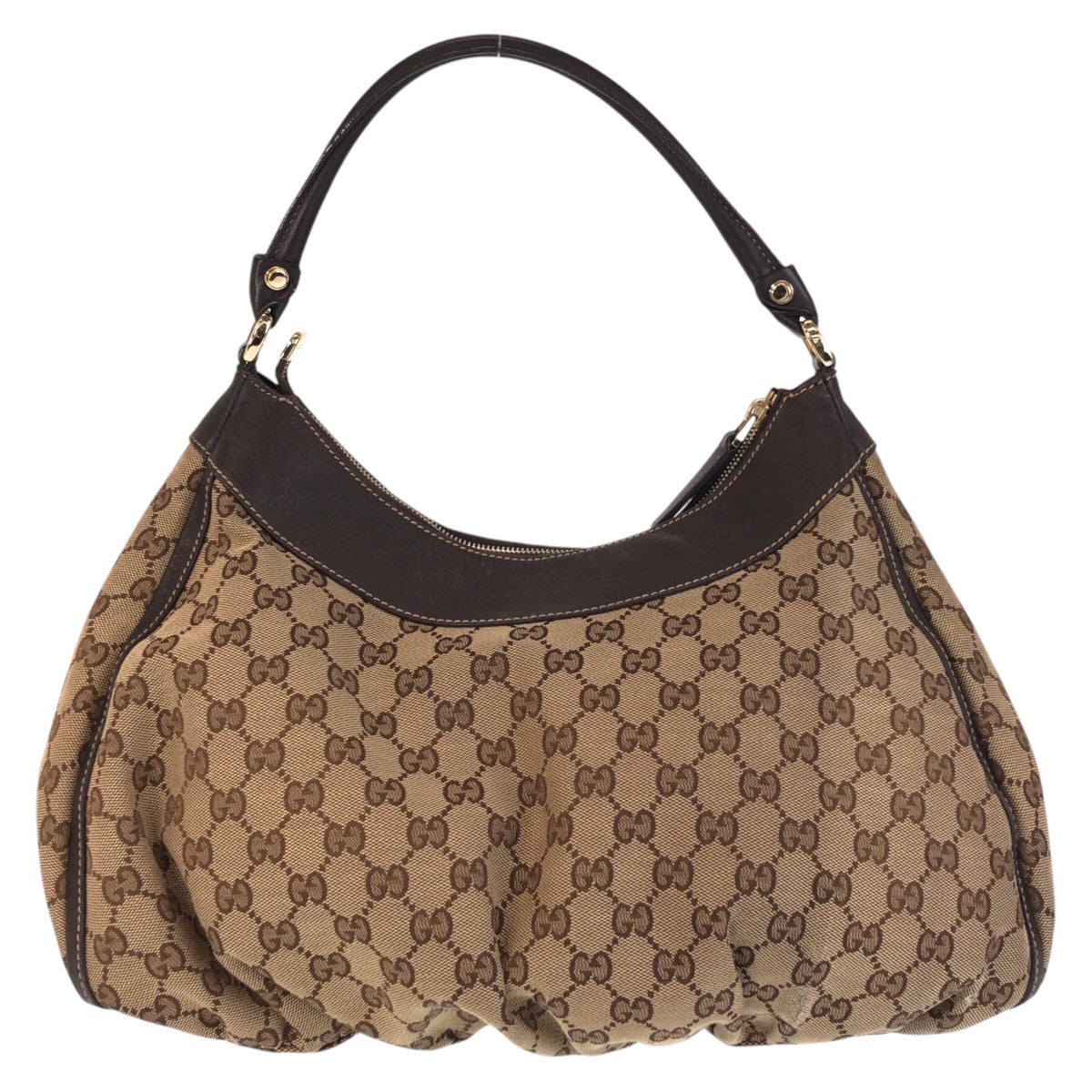 15301
GUCCI グッチ アビー ベージュ ブラウン ゴールド金具 GGキャンバス / レザー 189833 ショルダーバッグ  レディース