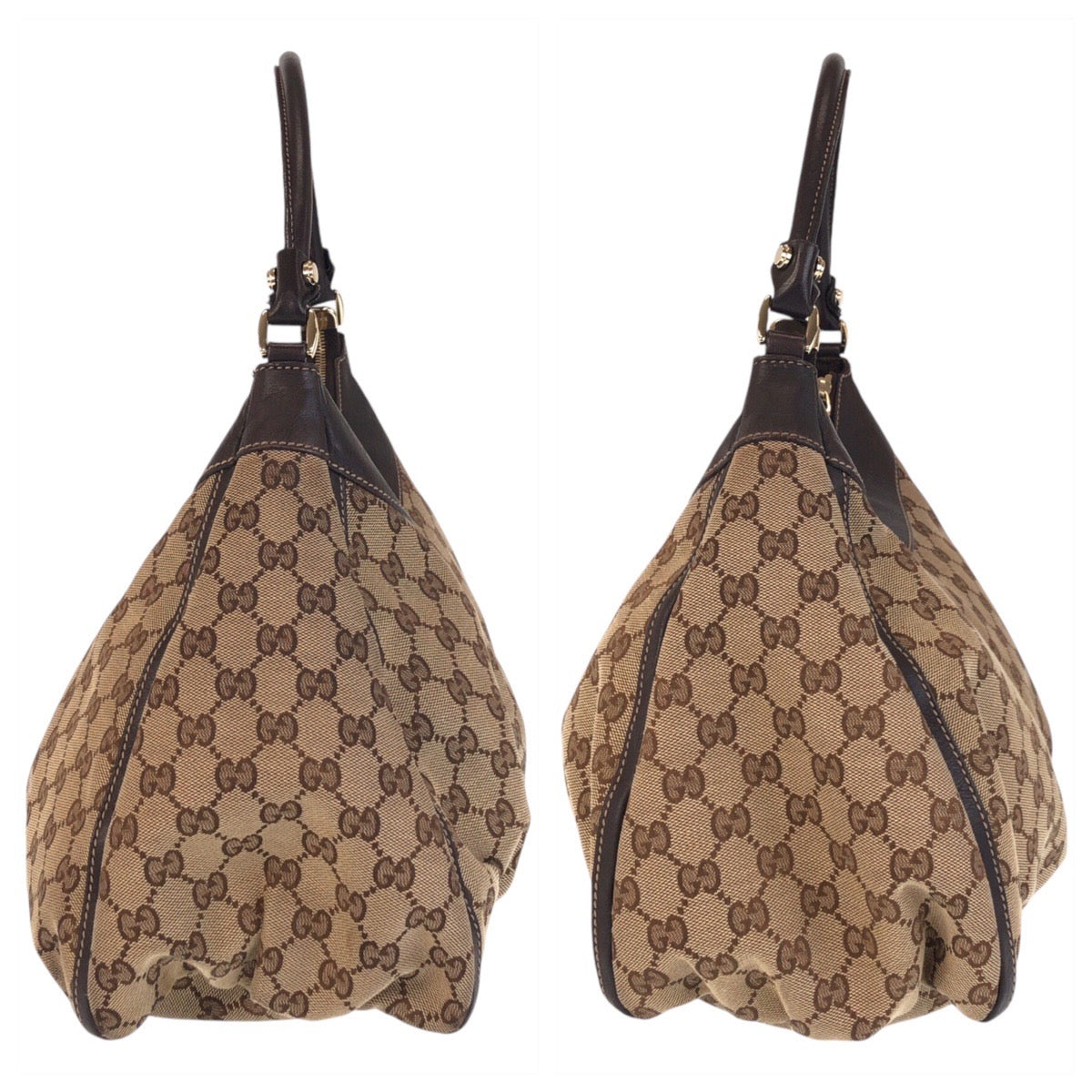 15301
GUCCI グッチ アビー ベージュ ブラウン ゴールド金具 GGキャンバス / レザー 189833 ショルダーバッグ  レディース