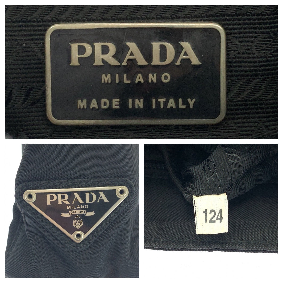 15302
PRADA プラダ テスート 三角ロゴプレート ブラック 黒  シルバー金具 ナイロン トートバッグ ハンドバッグ  レディース ABP16