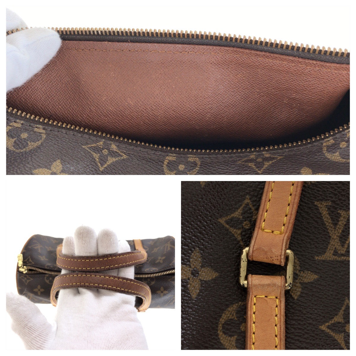 15304
LOUIS VUITTON ルイヴィトン モノグラム パピヨン 26 ブラウン ゴールド金具 PVC / レザー M51386 トートバッグ ミニボストンバッグ  レディース