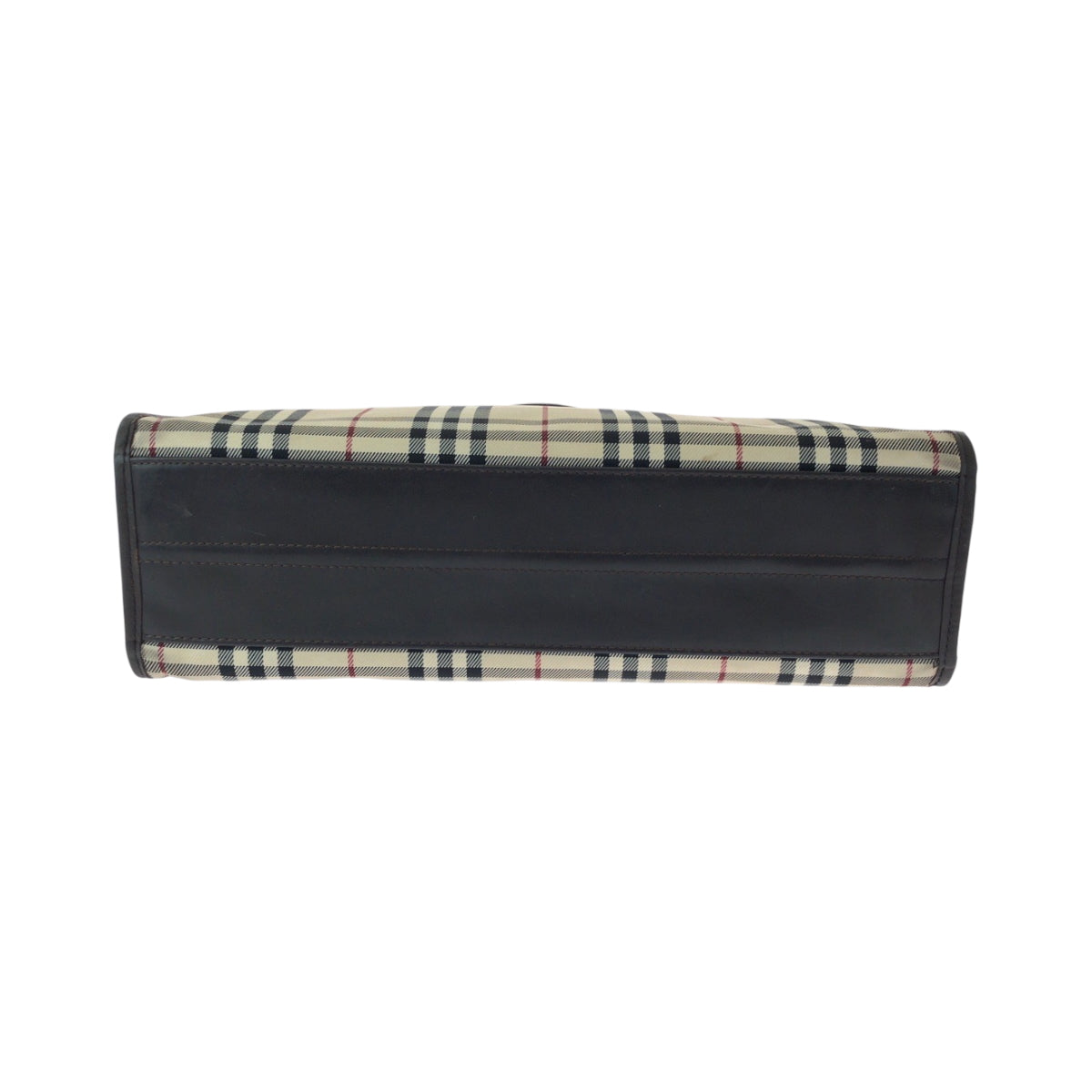 15306
BURBERRY バーバリー チェック柄 ベージュ ブラウン シルバー金具 キャンバス / レザー トートバッグ ハンドバッグ  レディース