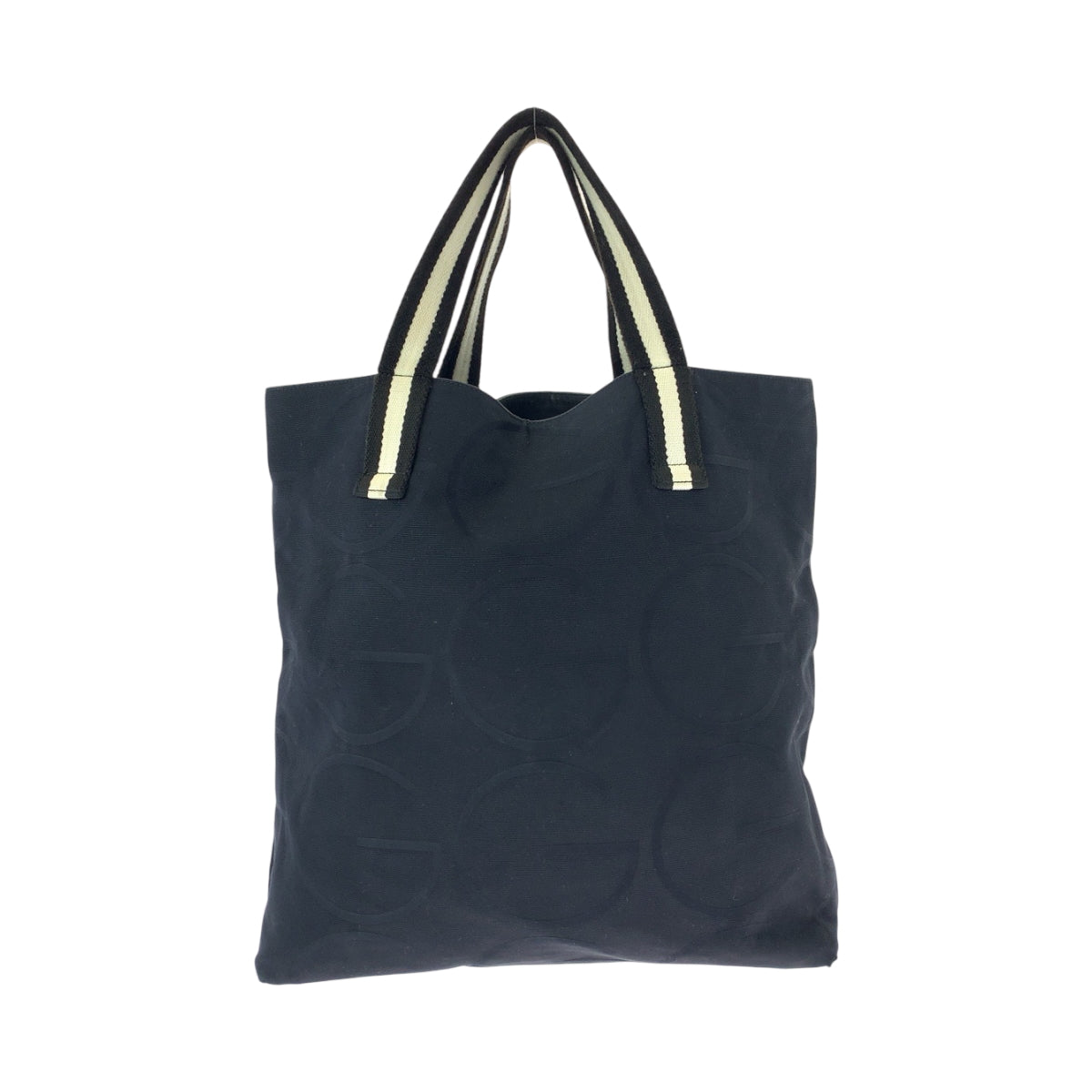 15307
GUCCI グッチ Gロゴ ブラック 黒 ホワイト キャンバス 123439 トートバッグ ショルダーバッグ  レディース