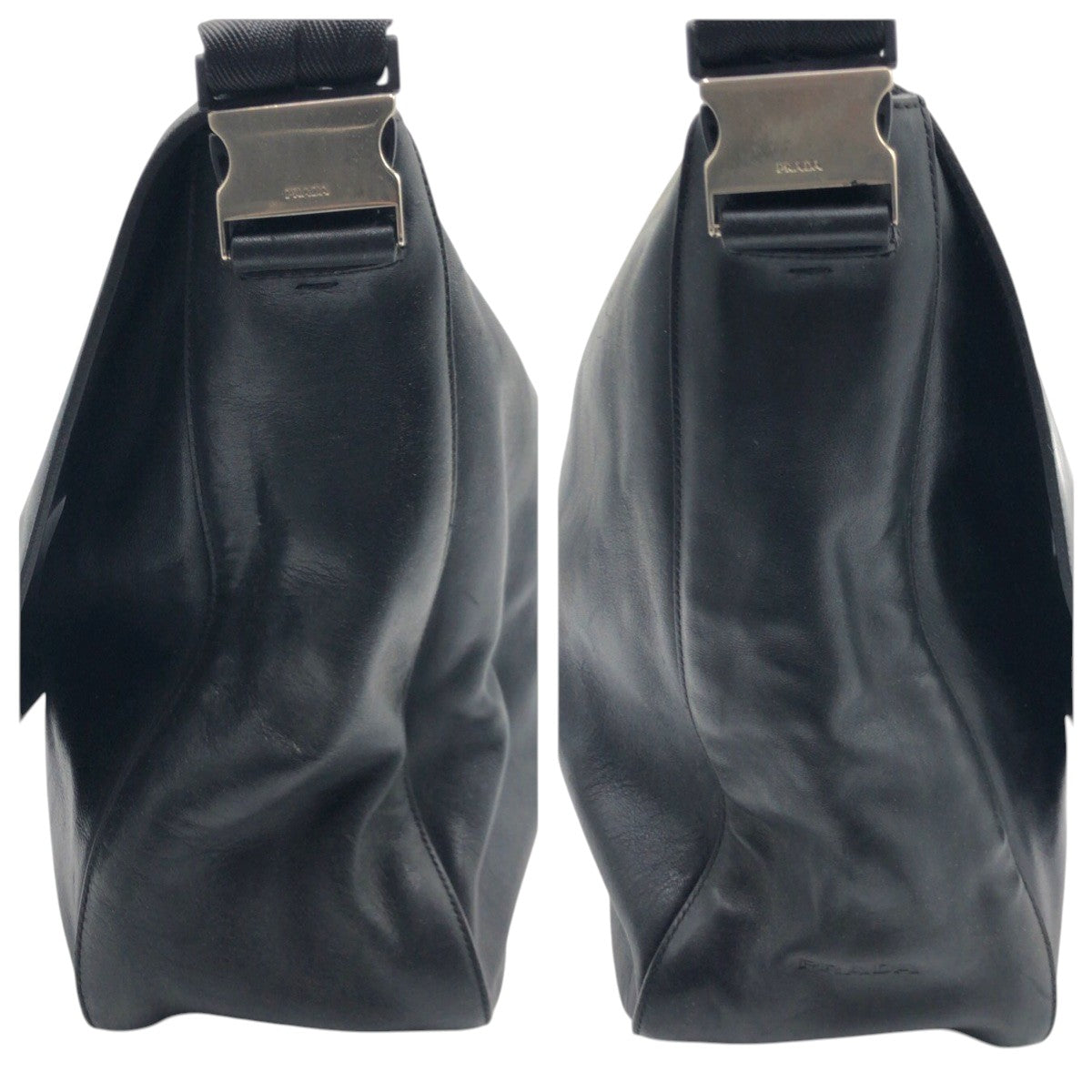 15308
PRADA プラダ ブラック 黒 レザー ショルダーバッグ メッセンジャーバッグ メンズ AB