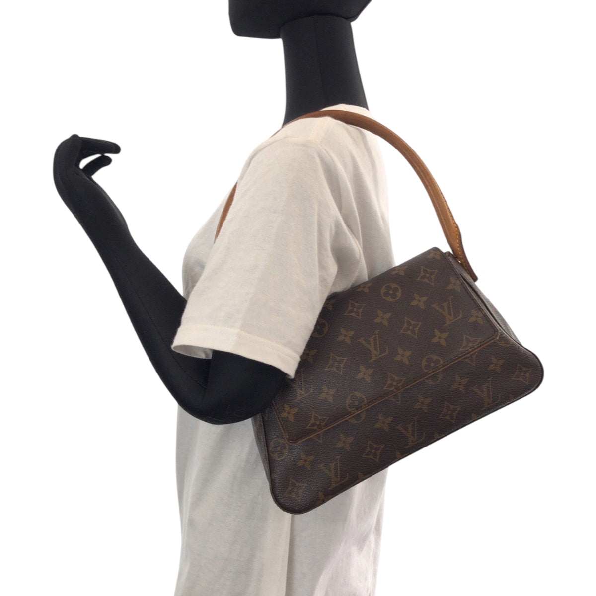 15309
LOUIS VUITTON ルイヴィトン モノグラム ミニルーピング ブラウン ゴールド金具 PVC M51147 ワンショルダーバッグ 肩掛け  レディース