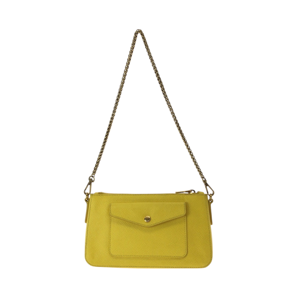 15250
PRADA プラダ サフィアーノ ルクス イエロー ゴールド金具 レザー BT0834 チェーンショルダーバッグ ポシェット  レディース