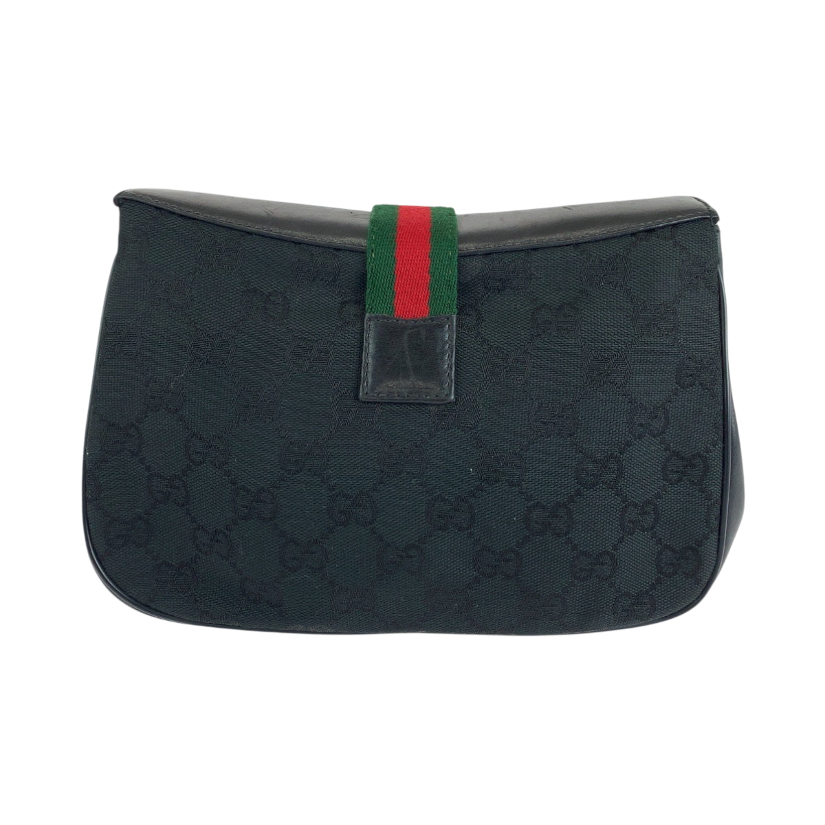 15310
GUCCI グッチ ヴィンテージ オールドグッチ シェリーライン ブラック 黒 ゴールド金具 GGキャンバス / レザー 10 02 024 ショルダーバッグ ポシェット  レディース