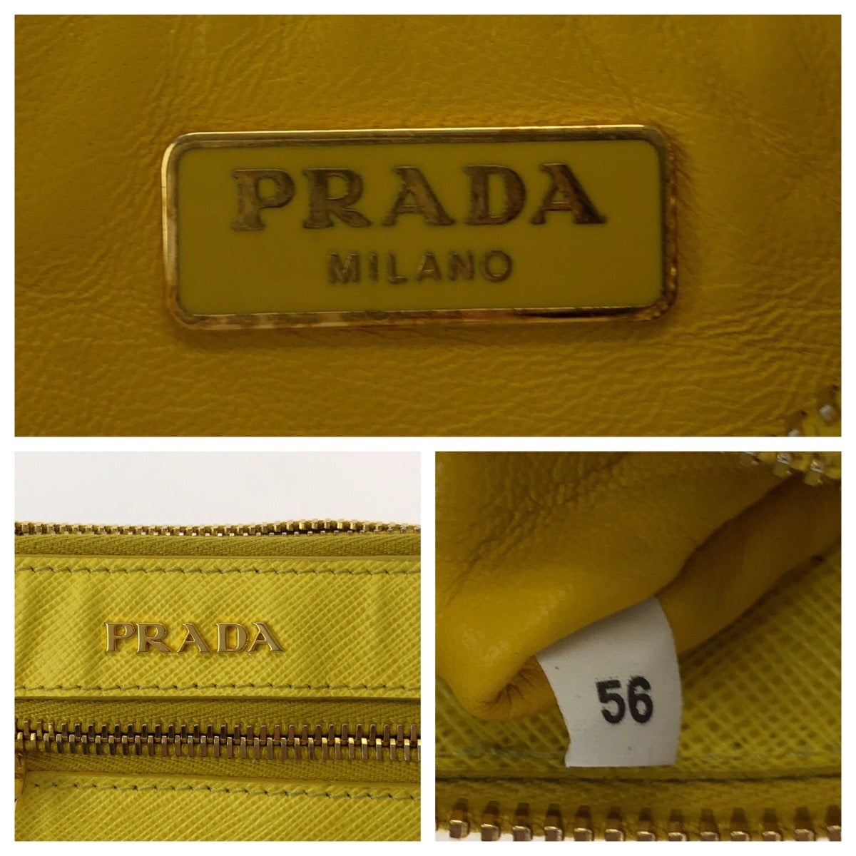 15250
PRADA プラダ サフィアーノ ルクス イエロー ゴールド金具 レザー BT0834 チェーンショルダーバッグ ポシェット  レディース