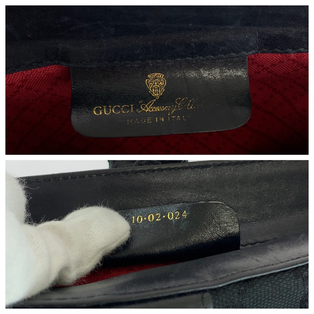 15310
GUCCI グッチ ヴィンテージ オールドグッチ シェリーライン ブラック 黒 ゴールド金具 GGキャンバス / レザー 10 02 024 ショルダーバッグ ポシェット  レディース