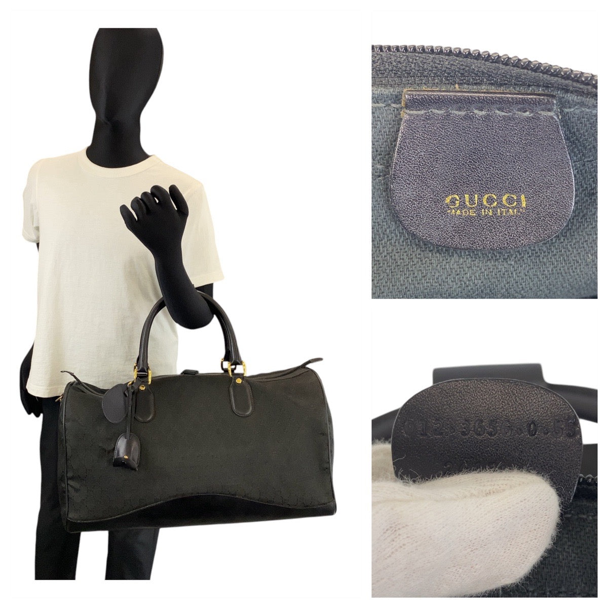 15311
GUCCI グッチ オールドグッチ ブラック 黒 ゴールド金具 GGキャンバス / レザー 012 3656 0 55 ボストンバッグ ショルダーバッグ 2way  メンズ