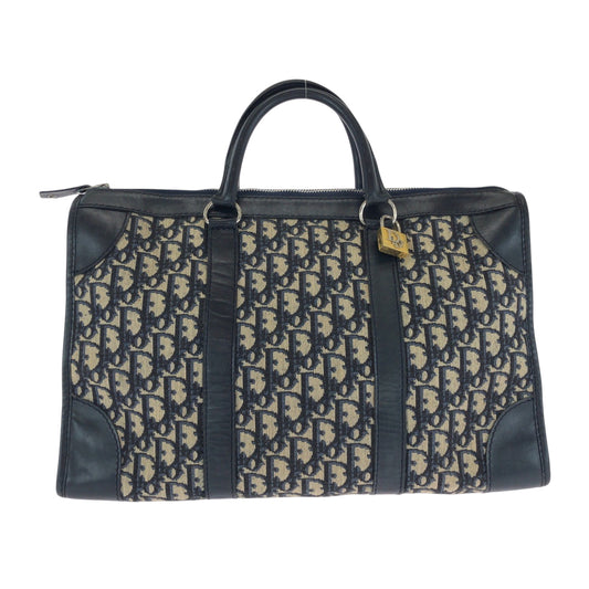 15312
Dior ディオール トロッター ネイビー ベージュ ブラック ゴールド金具 キャンバス トートバッグ ショルダーバッグ  レディース