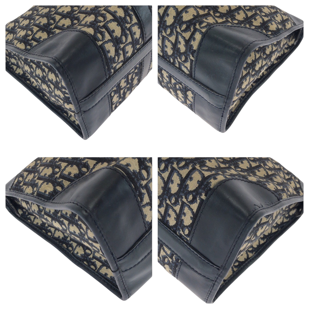 15312
Dior ディオール トロッター ネイビー ベージュ ブラック ゴールド金具 キャンバス トートバッグ ショルダーバッグ  レディース
