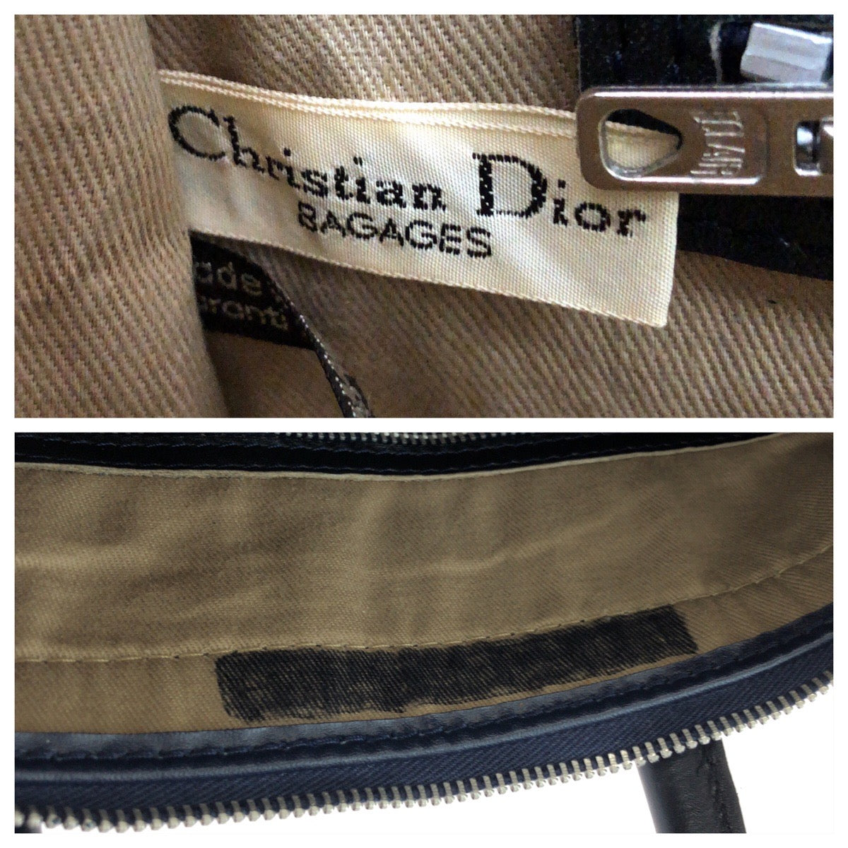 15312
Dior ディオール トロッター ネイビー ベージュ ブラック ゴールド金具 キャンバス トートバッグ ショルダーバッグ  レディース