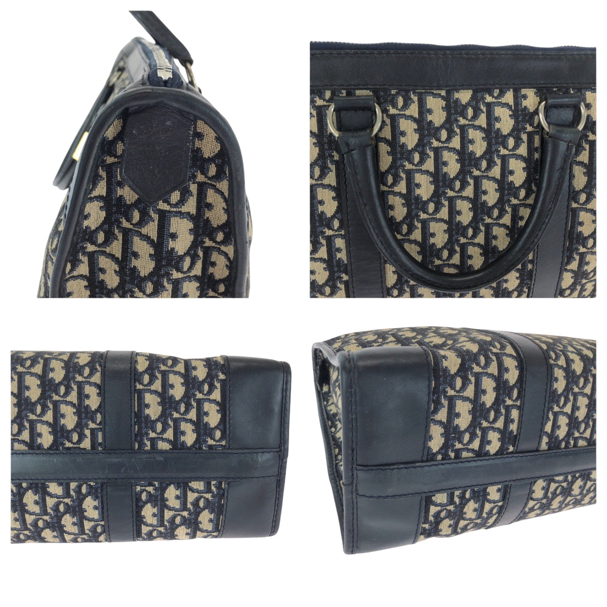 15312
Dior ディオール トロッター ネイビー ベージュ ブラック ゴールド金具 キャンバス トートバッグ ショルダーバッグ  レディース
