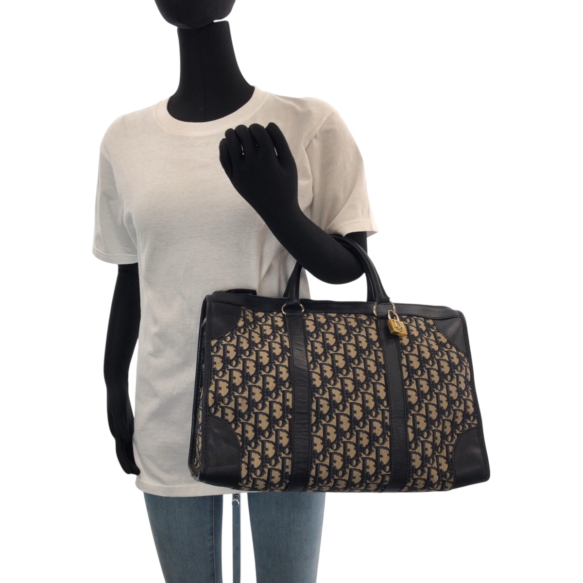 15312
Dior ディオール トロッター ネイビー ベージュ ブラック ゴールド金具 キャンバス トートバッグ ショルダーバッグ  レディース