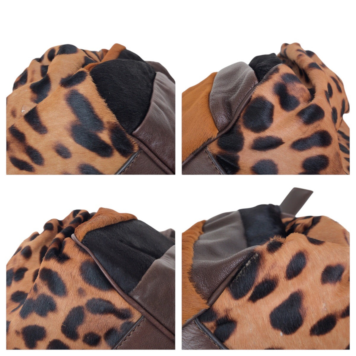 15313
DOLCE&GABBANA ドルチェアンドガッバーナ パッチワーク ブラウン シルバー金具 ハラコ / レザー トートバッグ ハンドバッグ  レディース