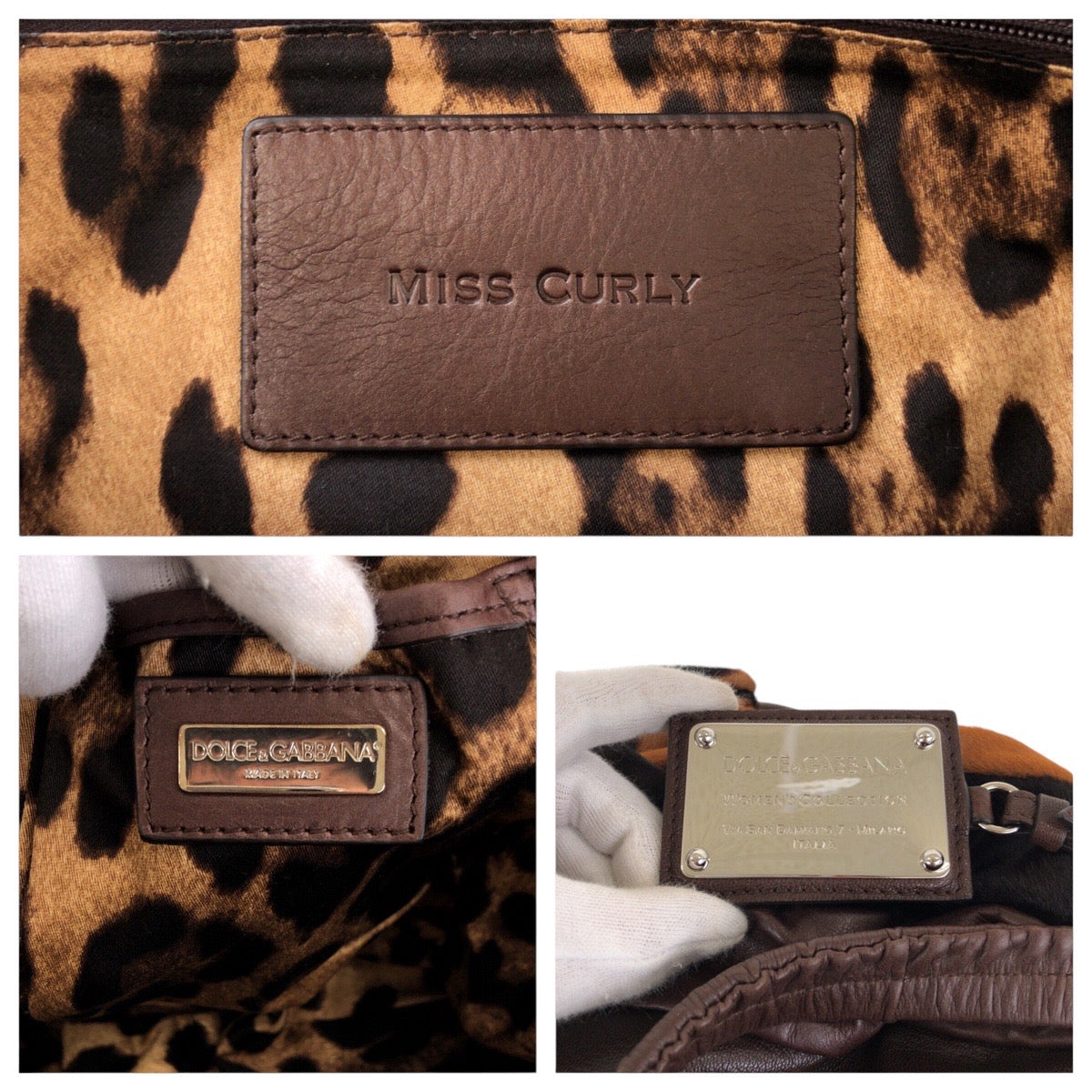15313
DOLCE&GABBANA ドルチェアンドガッバーナ パッチワーク ブラウン シルバー金具 ハラコ / レザー トートバッグ ハンドバッグ  レディース