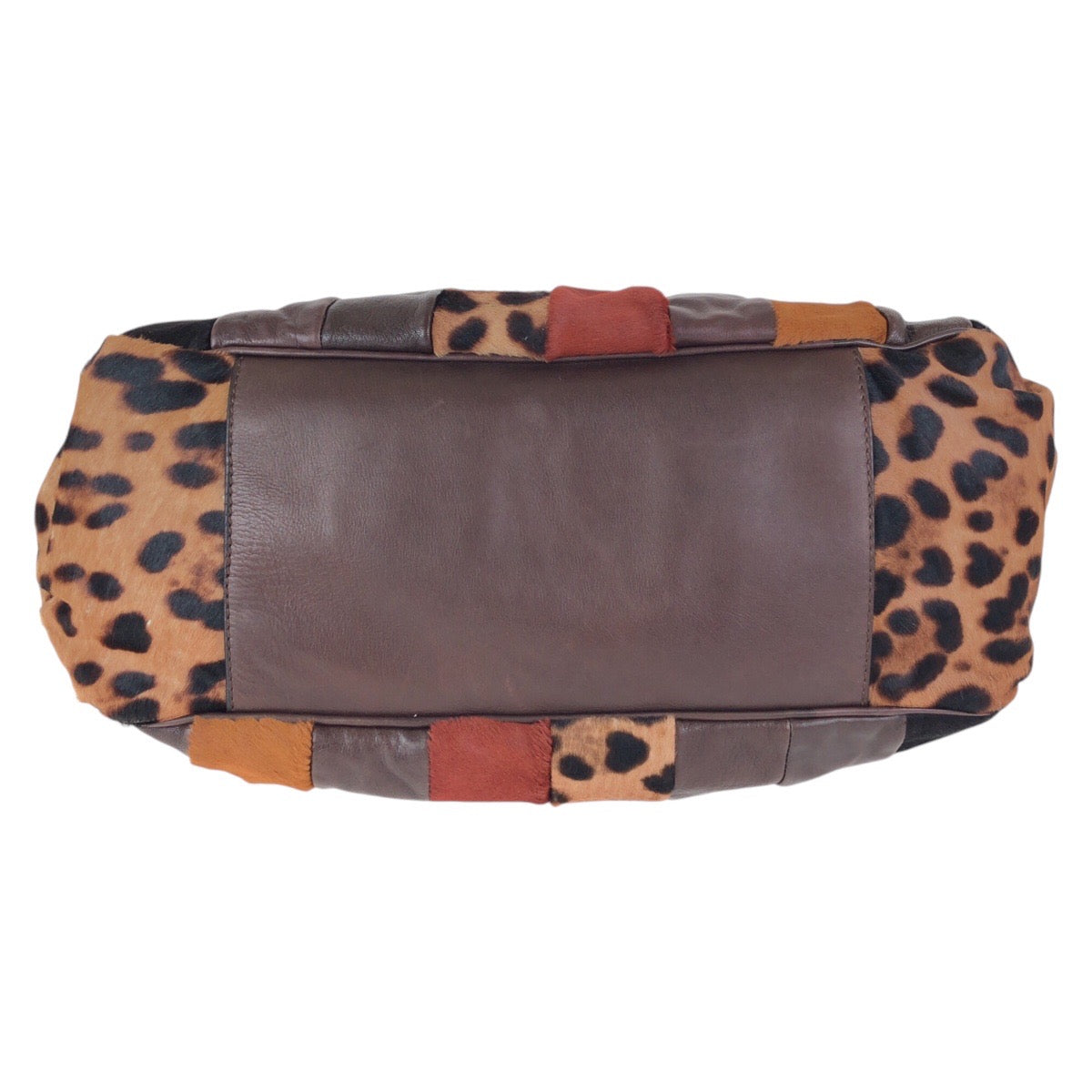 15313
DOLCE&GABBANA ドルチェアンドガッバーナ パッチワーク ブラウン シルバー金具 ハラコ / レザー トートバッグ ハンドバッグ  レディース