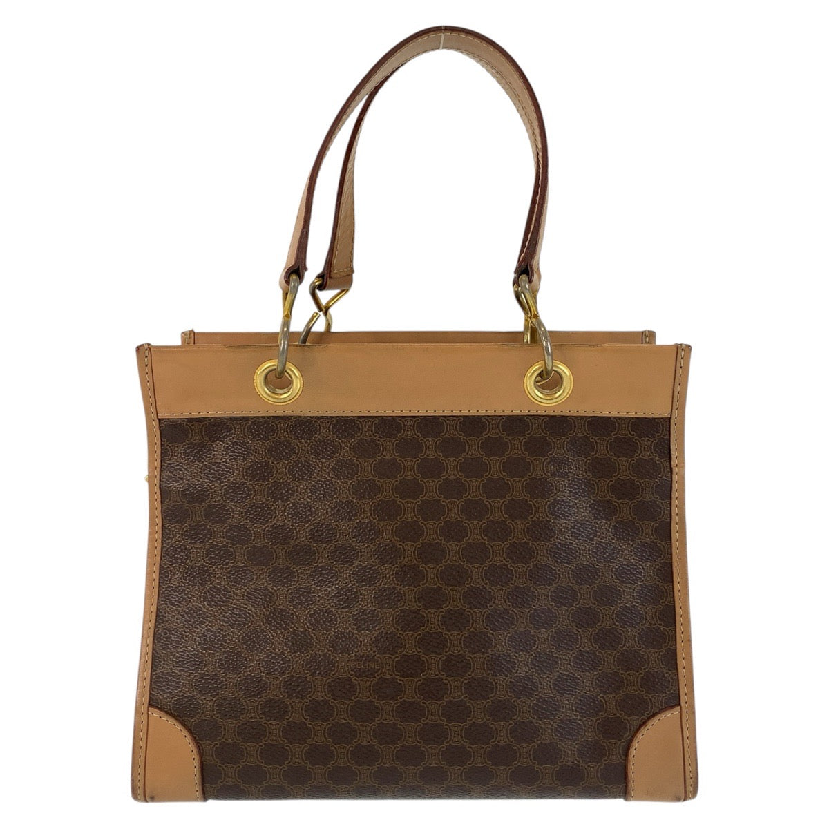 15314
CELINE セリーヌ マカダム ブラウン ゴールド金具 PVC / レザー ハンドバッグ トートバッグ  レディース