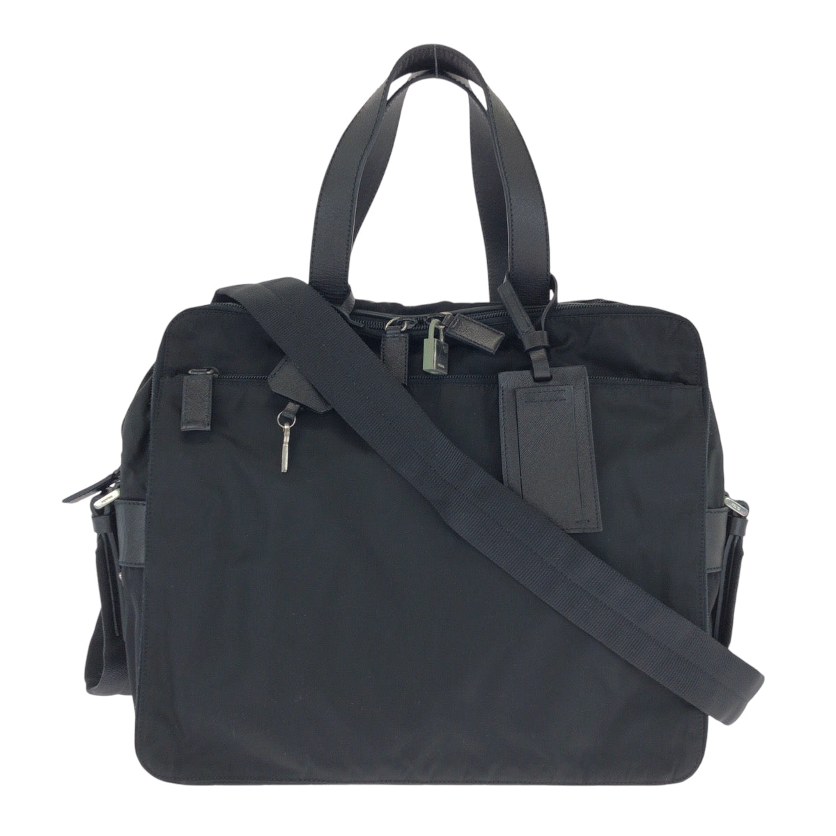 15315
PRADA プラダ テスート 三角ロゴプレート ブラック 黒 シルバー金具 ナイロン ショルダーバッグ ビジネスバッグ 2way  メンズ