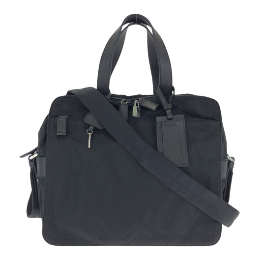 15315
PRADA プラダ テスート 三角ロゴプレート ブラック 黒 シルバー金具 ナイロン ショルダーバッグ ビジネスバッグ 2way  メンズ