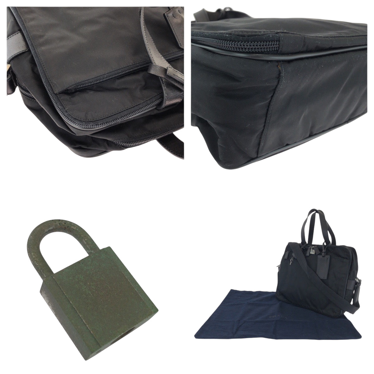 15315
PRADA プラダ テスート 三角ロゴプレート ブラック 黒 シルバー金具 ナイロン ショルダーバッグ ビジネスバッグ 2way  メンズ