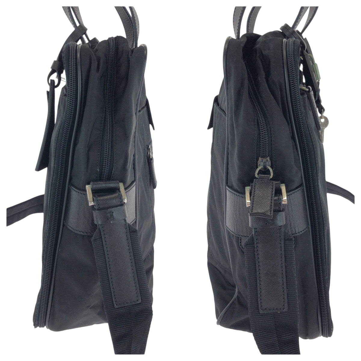 15315
PRADA プラダ テスート 三角ロゴプレート ブラック 黒 シルバー金具 ナイロン ショルダーバッグ ビジネスバッグ 2way  メンズ