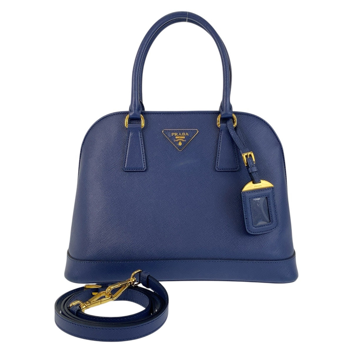 15317
PRADA プラダ サフィアーノ ブルー ゴールド金具 レザー ハンドバッグ ショルダーバッグ 2way  レディース AB56