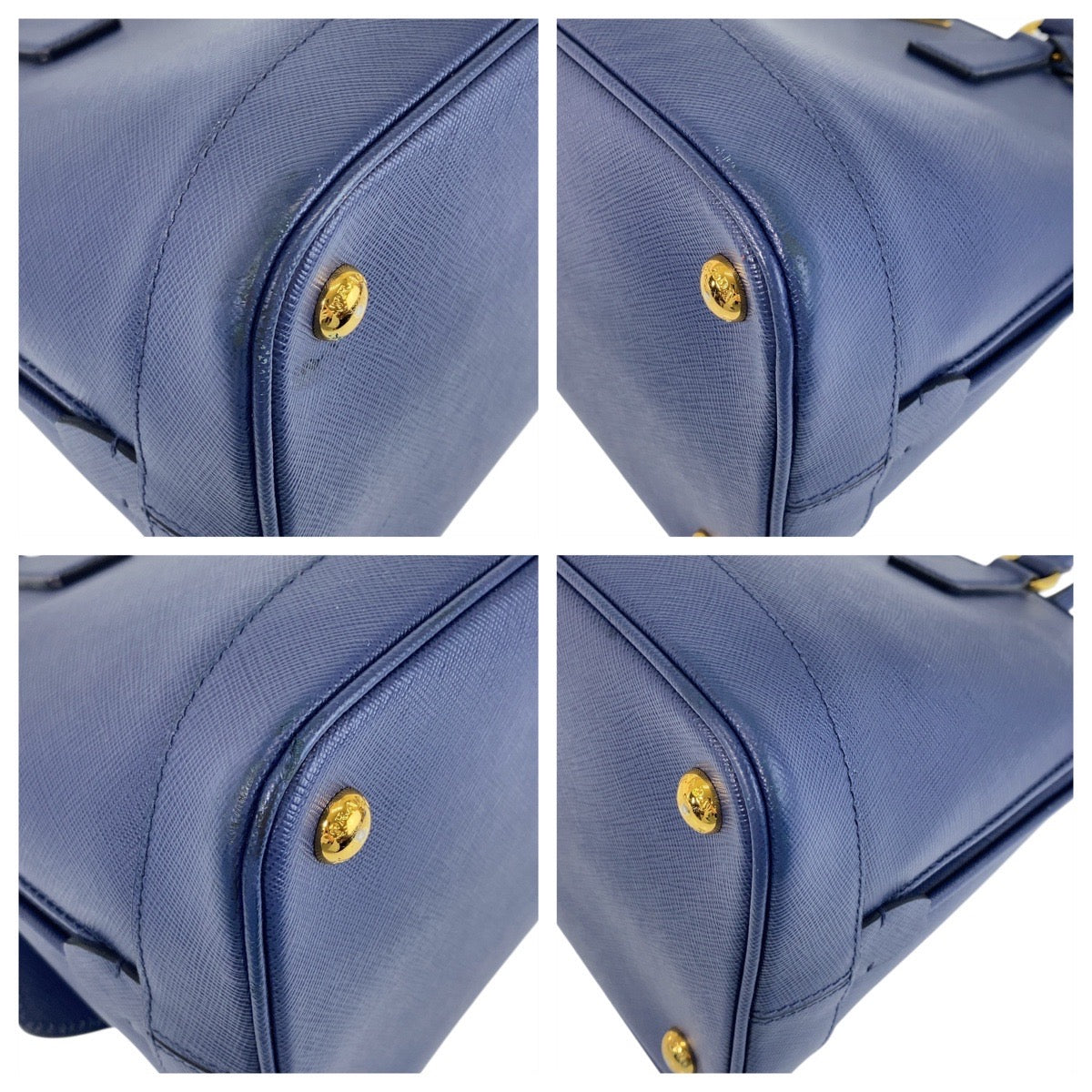 15317
PRADA プラダ サフィアーノ ブルー ゴールド金具 レザー ハンドバッグ ショルダーバッグ 2way  レディース AB56