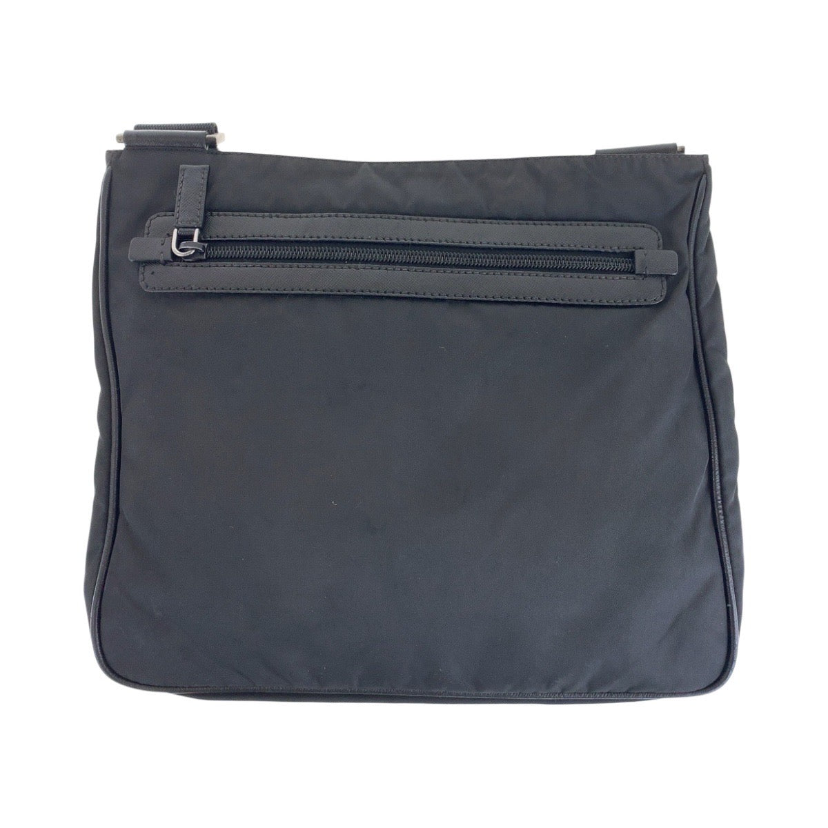 15319
PRADA プラダ テスート サフィアーノ 三角ロゴプレート ブラック 黒 シルバー金具 ナイロン / レザー ショルダーバッグ ポシェット  メンズ AB39