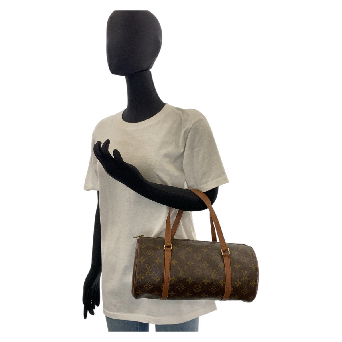 15322
LOUIS VUITTON ルイヴィトン モノグラム パピヨン30 ブラウン ゴールド金具 PVC / レザー M51365 ハンドバッグ  レディース