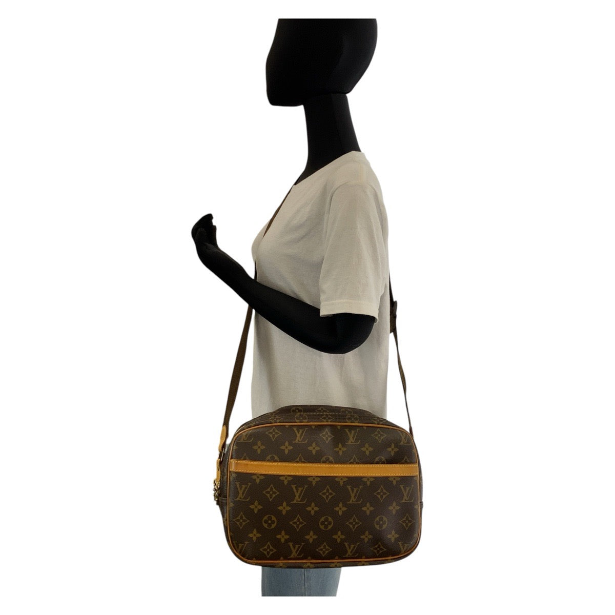 15324
LOUIS VUITTON ルイヴィトン モノグラム リポーターPM ブラウン ゴールド金具 PVC M45254 ショルダーバッグ メッセンジャーバッグ  レディース ABP46
