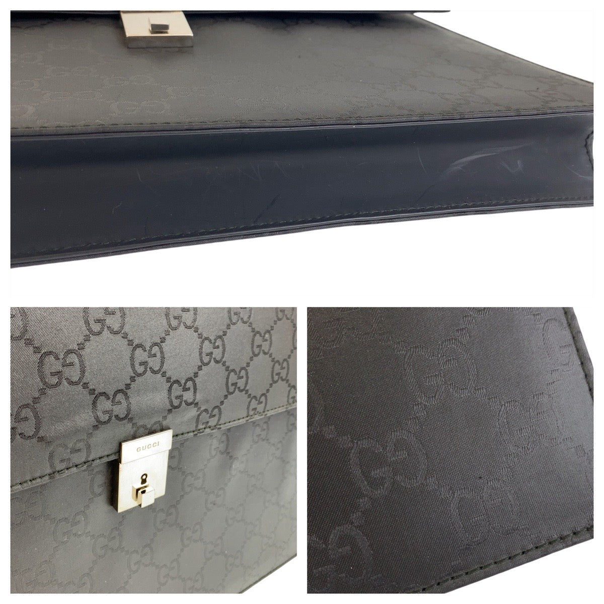 15325
GUCCI グッチ ブラック 黒 シルバー金具 GGキャンバス / レザー 015 0235 ビジネスバッグ ブリーフケース  メンズ