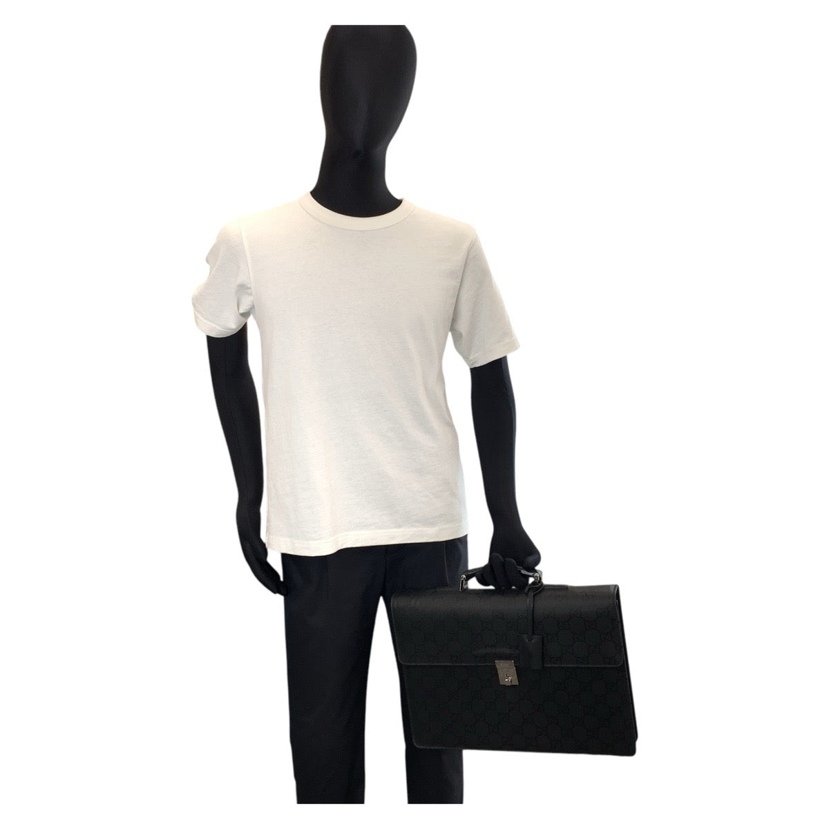 15325
GUCCI グッチ ブラック 黒 シルバー金具 GGキャンバス / レザー 015 0235 ビジネスバッグ ブリーフケース  メンズ