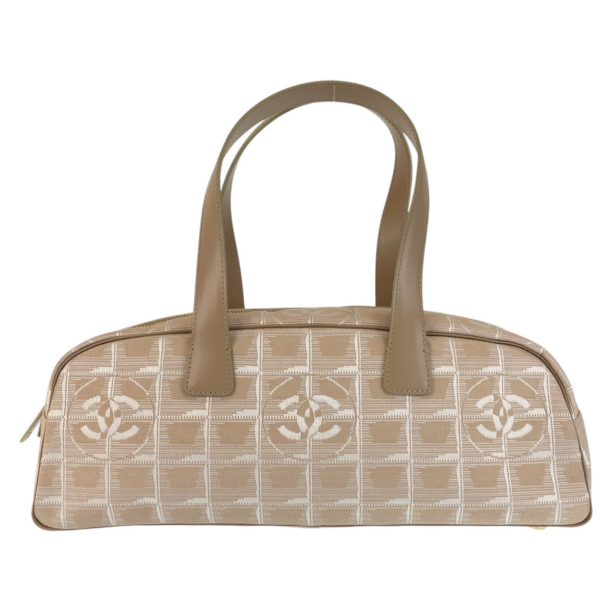 15327
CHANEL シャネル ニュートラベルライン ベージュ ゴールド金具 ナイロン / レザー ハンドバッグ ミニボストンバッグ  レディース