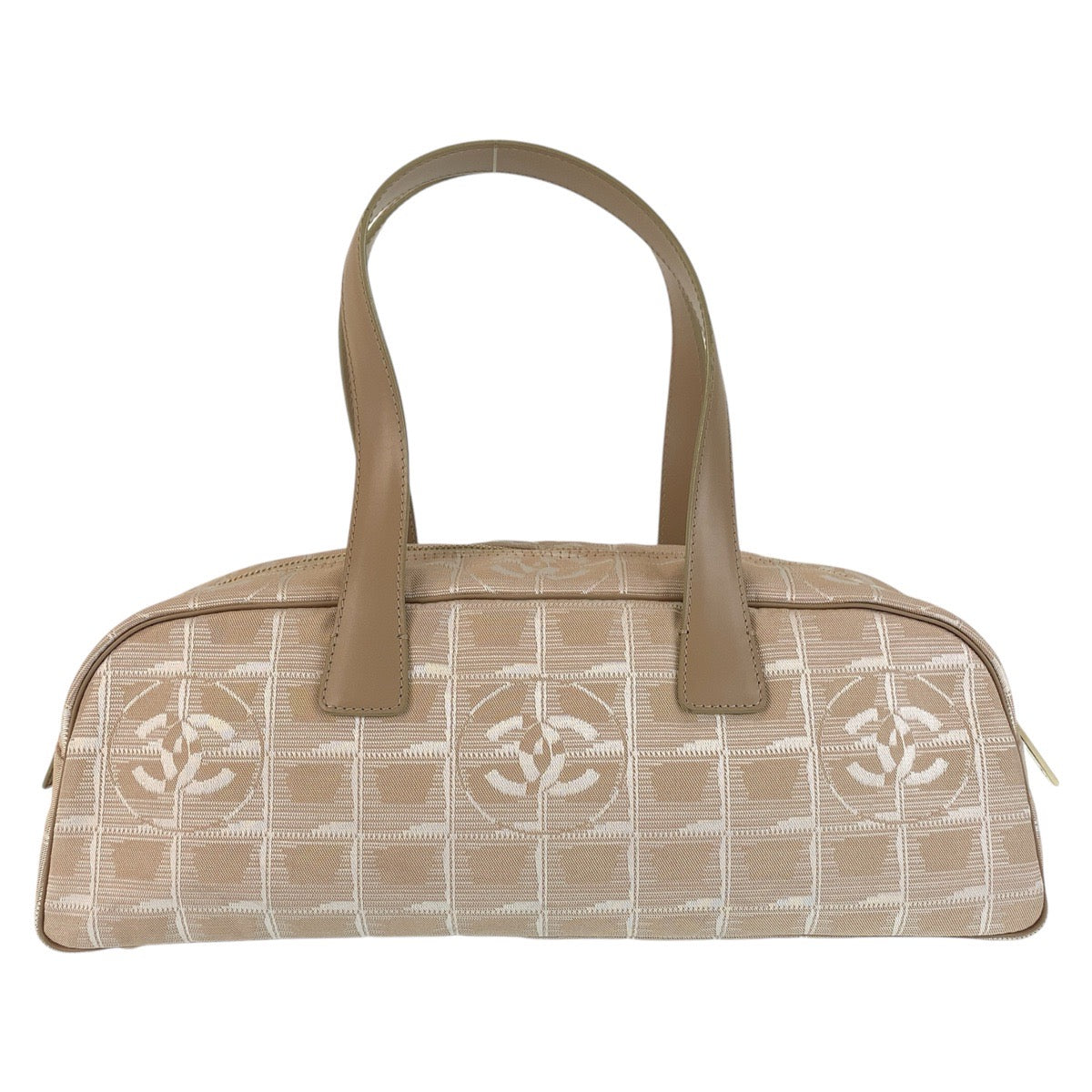 15327
CHANEL シャネル ニュートラベルライン ベージュ ゴールド金具 ナイロン / レザー ハンドバッグ ミニボストンバッグ  レディース
