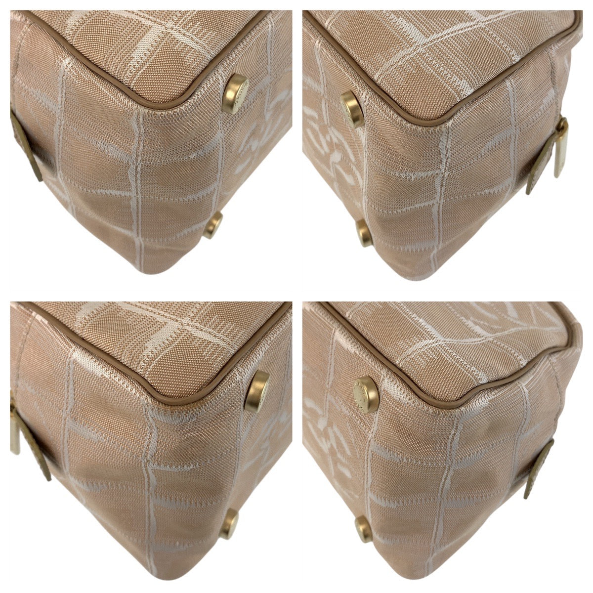 15327
CHANEL シャネル ニュートラベルライン ベージュ ゴールド金具 ナイロン / レザー ハンドバッグ ミニボストンバッグ  レディース