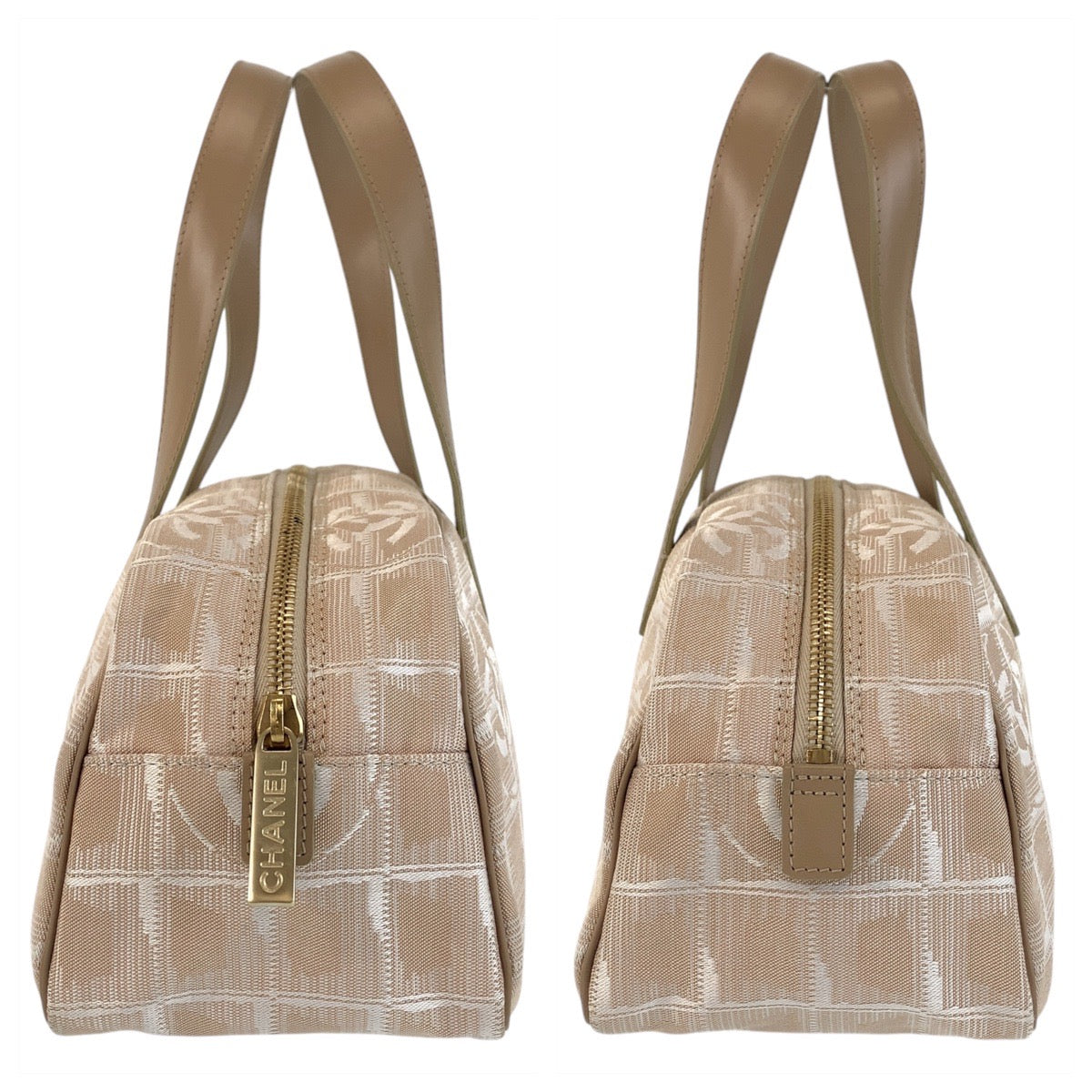 15327
CHANEL シャネル ニュートラベルライン ベージュ ゴールド金具 ナイロン / レザー ハンドバッグ ミニボストンバッグ  レディース