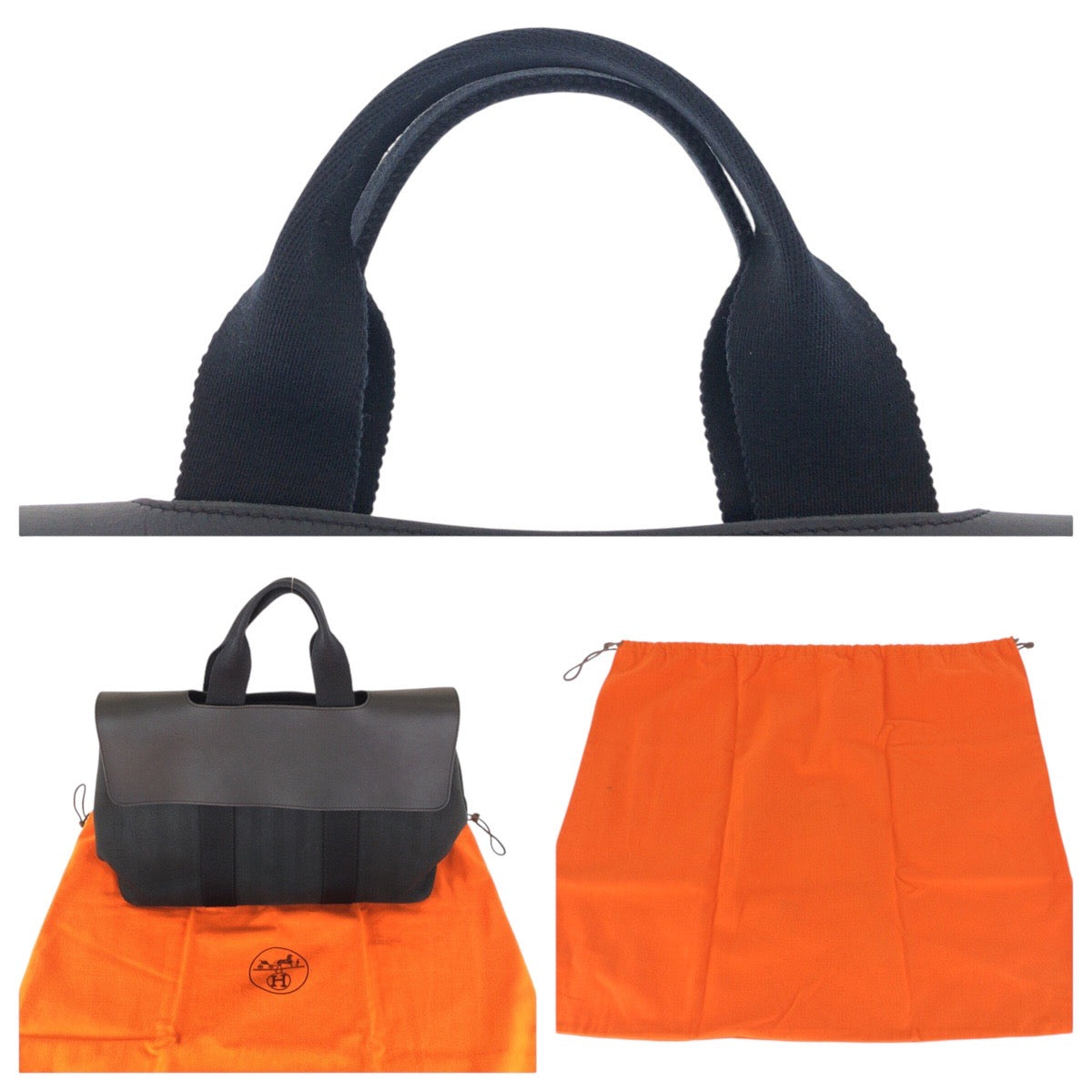 15330
HERMES エルメス ヴァルパライソ MM ブラック 黒 シルバー金具 トワルシェブロン / レザー トートバッグ ハンドバッグ 男女兼用 メンズ AB