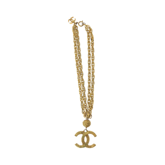 15346
CHANEL シャネル ヴィンテージ ビッグ ココマーク ゴールド メッキ ネックレス  レディース
