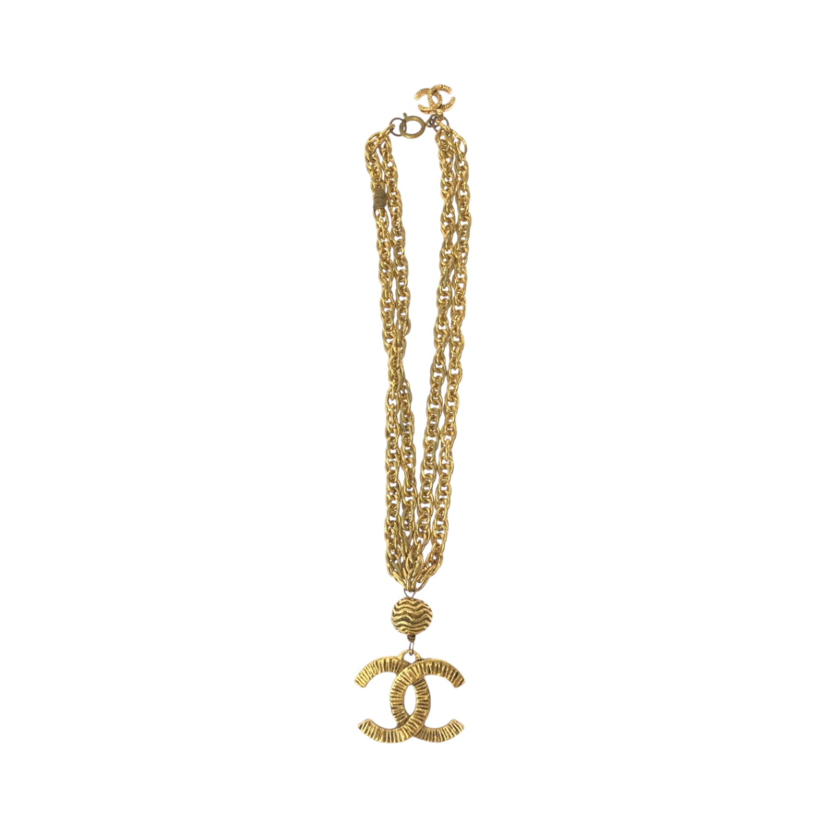 15346
CHANEL シャネル ヴィンテージ ビッグ ココマーク ゴールド メッキ ネックレス  レディース