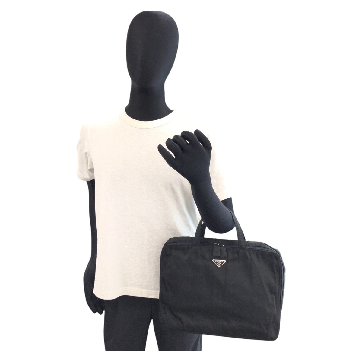 15348
PRADA プラダ テスート 三角ロゴプレート ブラック 黒 シルバー金具 ナイロン ビジネスバッグ ブリーフケース  メンズ ABP32