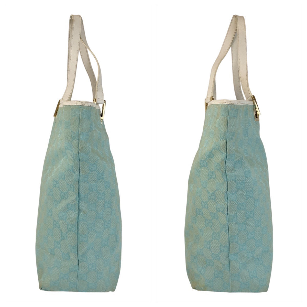 15350
GUCCI グッチ ミント ライトブルー ゴールド金具 GGキャンバス / レザー 002 1098 トートバッグ ショルダーバッグ  レディース AB15