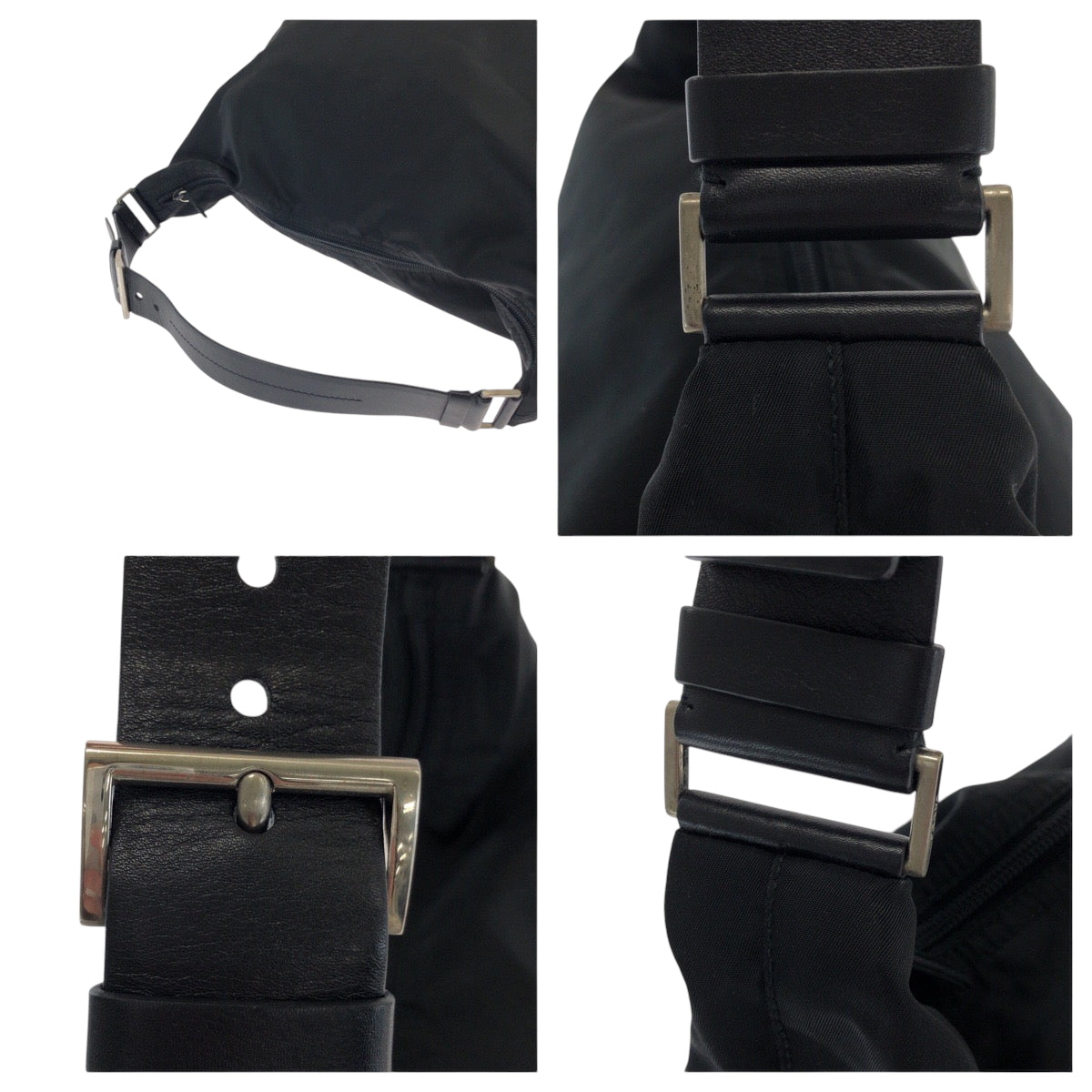 15351
PRADA プラダ テスート 三角ロゴプレート ブラック 黒 シルバー金具 ナイロン ハンドバッグ アクセサリーポーチ  レディース A38