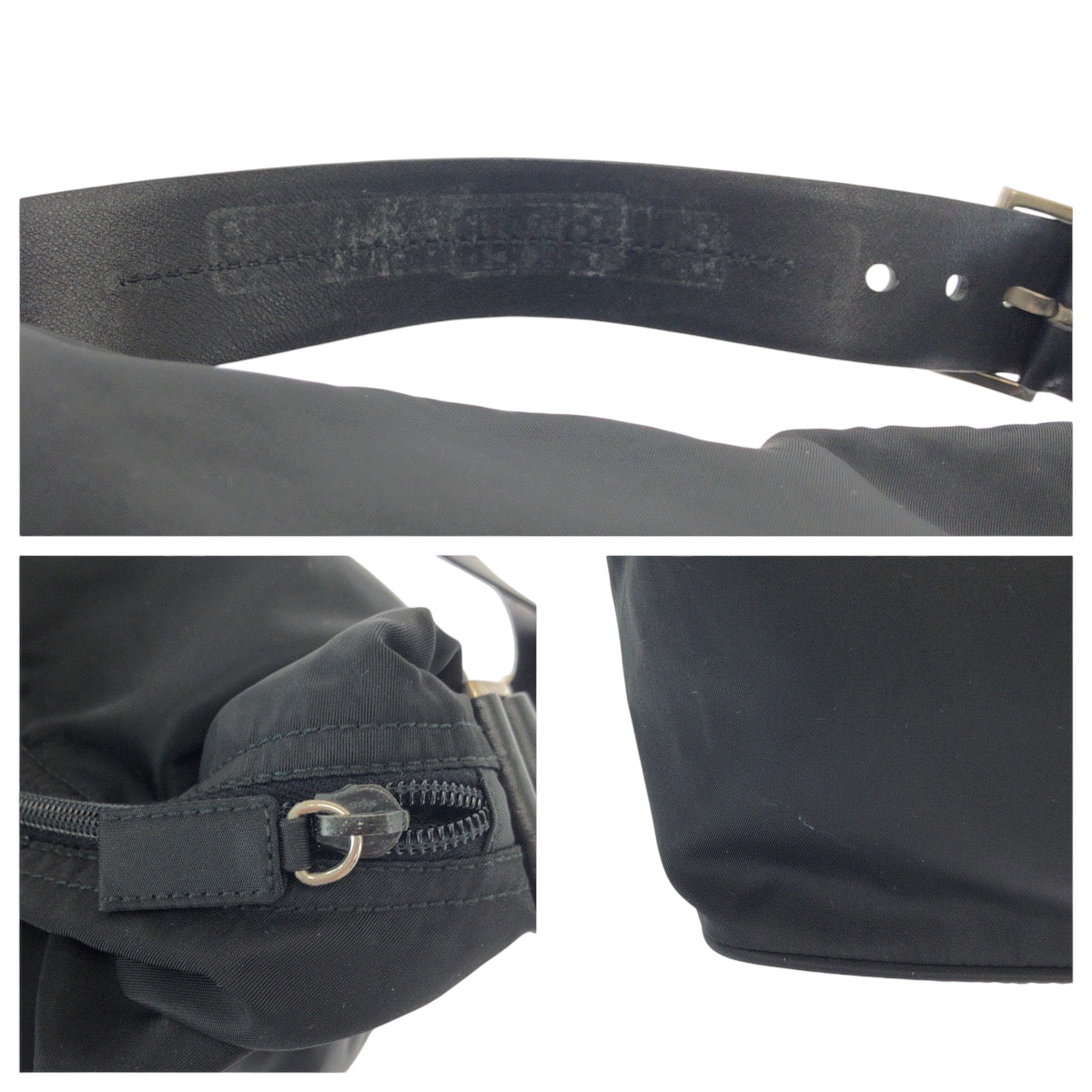 15351
PRADA プラダ テスート 三角ロゴプレート ブラック 黒 シルバー金具 ナイロン ハンドバッグ アクセサリーポーチ  レディース A38