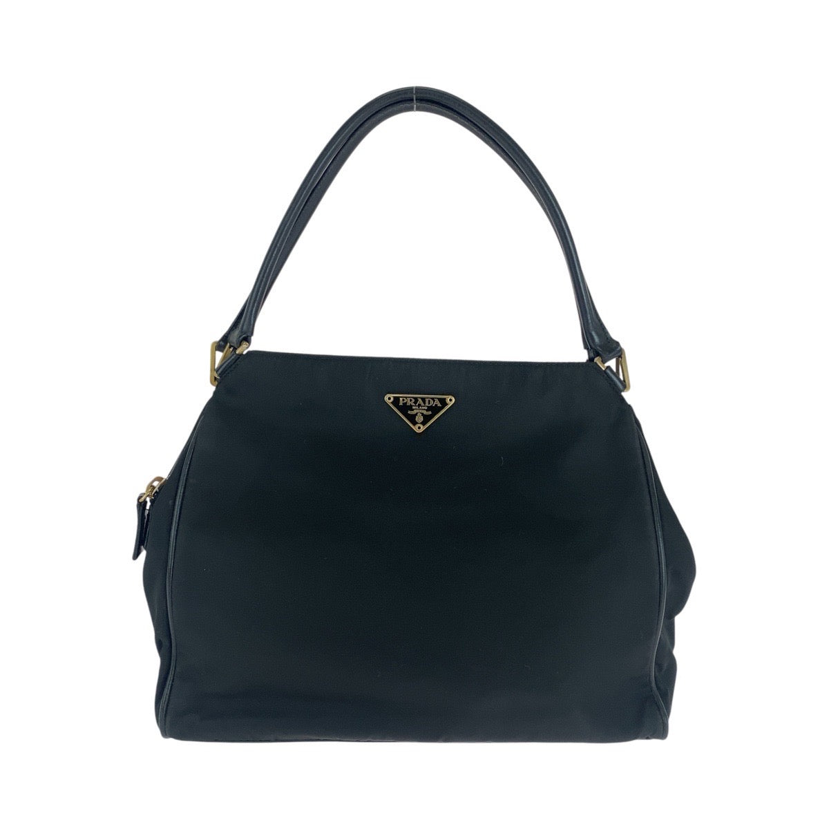 15352
PRADA プラダ テスート 三角ロゴプレート ブラック 黒 ゴールド金具 ナイロン / レザー トートバッグ ハンドバッグ  レディース ABP33