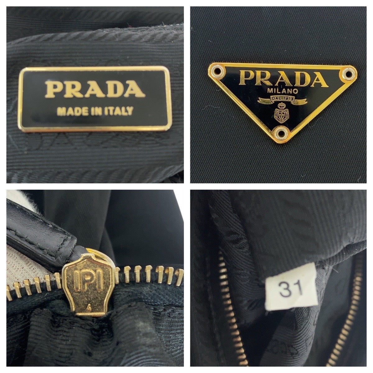15352
PRADA プラダ テスート 三角ロゴプレート ブラック 黒 ゴールド金具 ナイロン / レザー トートバッグ ハンドバッグ  レディース ABP33