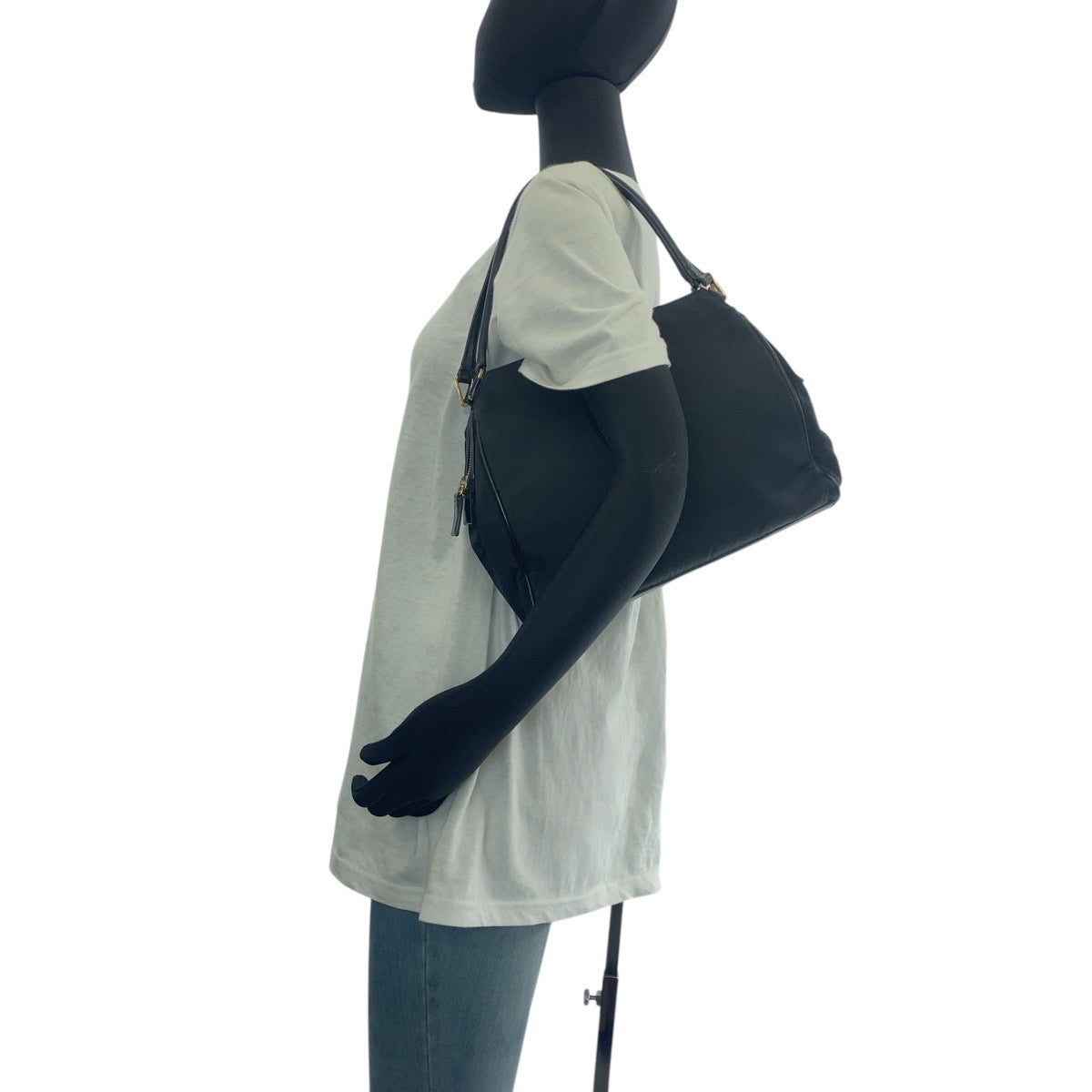 15352
PRADA プラダ テスート 三角ロゴプレート ブラック 黒 ゴールド金具 ナイロン / レザー トートバッグ ハンドバッグ  レディース ABP33