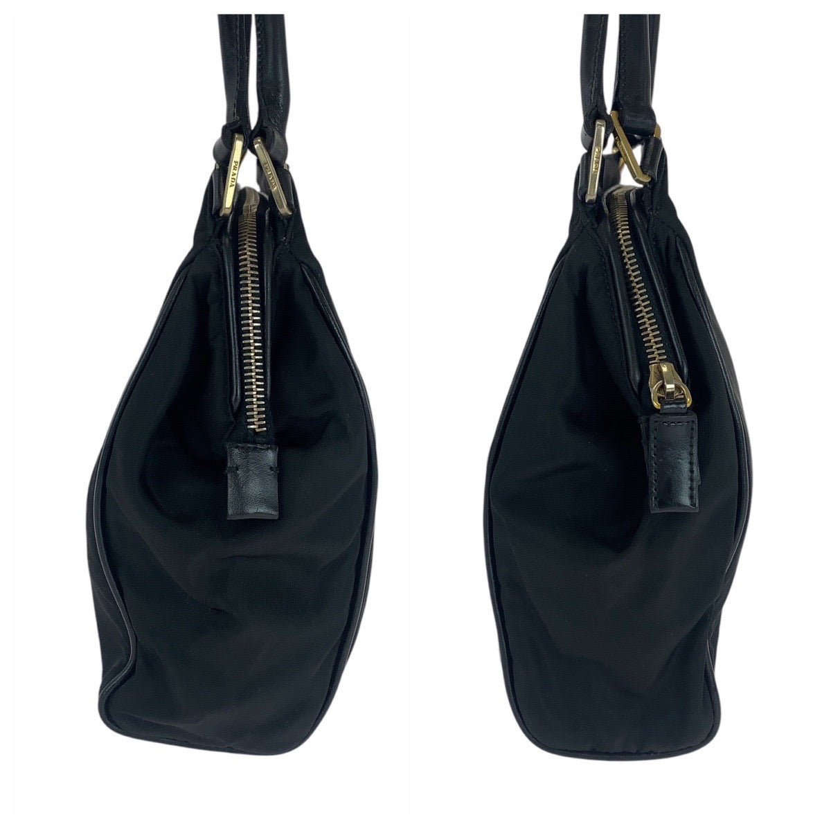 15352
PRADA プラダ テスート 三角ロゴプレート ブラック 黒 ゴールド金具 ナイロン / レザー トートバッグ ハンドバッグ  レディース ABP33